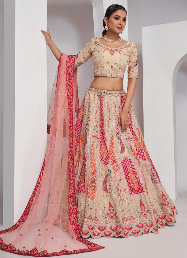 Soft Net Multi Colour Wedding Wear Sequins Work Lehenga Choli